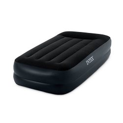 Intex Pillow Rest Raised Airbed with Built-in Pillow and Electric Pump, Twin, Bed Height 16.5″