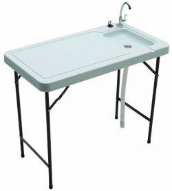 Tricam MT-2 Outdoor Fish and Game Cleaning Table with Quick-Connect Stainless Steel Faucet, 150- ...