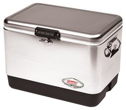 Coleman Steel-Belted Portable Cooler, 54 Quart, Stainless Steel