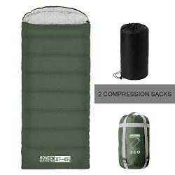 Honest Outfitters Sleeping Bag with Compression Sack, Envelope Portable and Lightweight for 3-4  ...