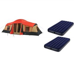 Ozark Trail Family Cabin Tent (Red,Brown,Black, 10 Personw with Airbed)