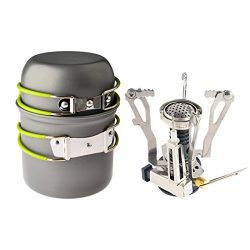 Camp Stove,Petforu Outdoor Camping Stove Cookware Hiking Backpacking Picnic Cookware Cooking Too ...