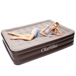 Queen Size Double High Air Mattress with Electric Air Bed Pump, Elevated Blow Up Raised Airbed f ...