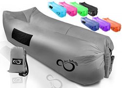 Inflatable Air Lounger Lounge Bag Chair -Big Headrest, 2 Pockets, 700 Gauge Liner, 420D Ripstop, ...