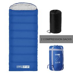 Honest Outfitters Sleeping Bag with Compression Sack, Envelope Portable and Lightweight for 3-4  ...