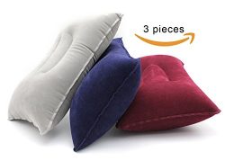 LayDUS 3pcs Ultralight Inflatable Pillow Small Squared PVC Fabric Air Pillow Set for Camping &am ...