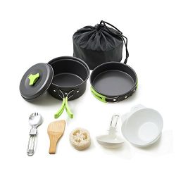 Honest Portable camping cookware mess kit folding Cookset for hiking backpacking 10 piece Lightw ...