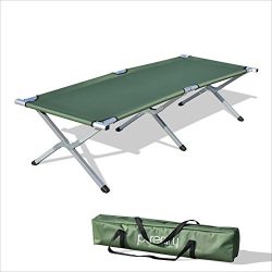 Purenity Folding Military Bed Portable Sport Camping COT With Free Storage Bag (Green)
