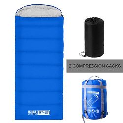 Honest Outfitters Sleeping Bag with Compression Sack, Envelope Portable and Lightweight for 3-4  ...