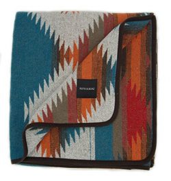 Ruth&Boaz Outdoor Wool Blend Blanket Ethnic Inka Pattern(M) (ORANGE, LARGE)