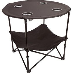 Preferred Nation Folding Table, Polyester with Metal Frame, 4 Mesh Cup Holders, Compact, Conveni ...