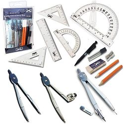 Mr. Pen- 15 Pcs Compass Set with Swing Arm Protractor (6″), Geometry Set for Students, Div ...