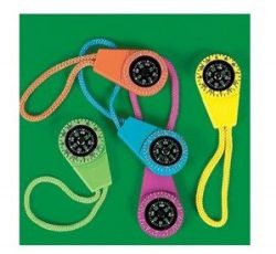 Fun Express Neon Compass On Cord (1 Dozen) – Bulk Toy