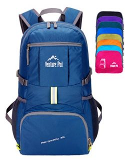 Venture Pal Lightweight Packable Durable Travel Hiking Backpack Daypack (Navy Blue)