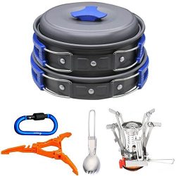 14 Pcs Camping Cookware Stove Carabiner Canister Stand Tripod Folding Spork Set Bisgear Outdoor  ...