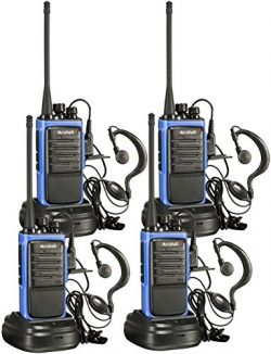 Arcshell Rechargeable Long Range Two-way Radios with Earpiece 4 Pack UHF 400-470Mhz Walkie Talki ...