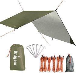 Hammock Rain Fly Waterproof Tent Tarp Shelter and Camping Sunshade (Green, 118×118inch)