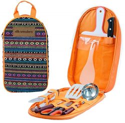 Camp Kitchen Utensil Organizer Travel Set – Portable 8 Piece BBQ Camping Cookware Utensils ...