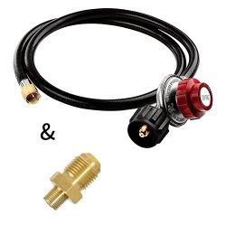 SHINESTAR 4 Feet High Pressure 0-20 PSI Adjustable Propane Regulator with Hose & Propane Pip ...