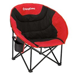 KingCamp Moon Saucer Camping Leisure Chair with Cup Holder Steel Frame Folding Padded Round Port ...