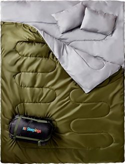 Double Sleeping Bag For Backpacking, Camping, Or Hiking. Queen Size XL! Cold Weather 2 Person Wa ...