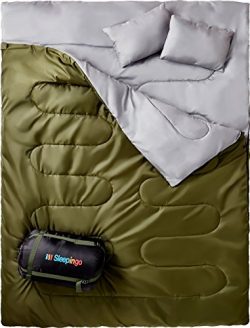 Double Sleeping Bag For Backpacking, Camping, Or Hiking. Queen Size XL! Cold Weather 2 Person Wa ...