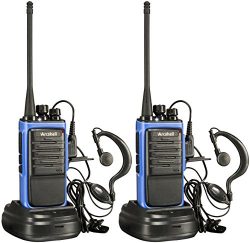 Arcshell Rechargeable Long Range Two-way Radios with Earpiece 2 Pack UHF 400-470Mhz Walkie Talki ...