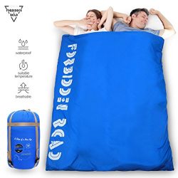 Forbidden Road 380T Nylon Double Sleeping Bag 15 ℃ / 60 ℉ 2 Person Waterproof Lightweight Envelo ...