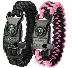 A2S Protection Paracord Bracelet K2-Peak – Survival Gear Kit with Embedded Compass, Fire Starter ...