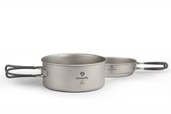 Titanium Camping Cookware Set 3-Piece / 2-Piece Pot & Pan Outdoor Cooking Equipment mess kit ...