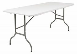 Iceberg Multi-Purpose Rectangular Bi-Fold Table, 6-Feet, White Granite