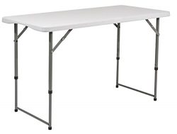 Iceberg Height Adjustable Folding Table, 4-Feet, White Granite