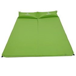 Camel Double Self-Inflating Sleeping Pad with Attached Pillow, Comfortable for 2 Person Camping, ...