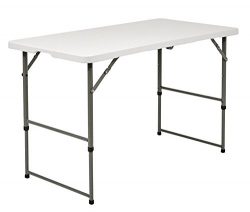 Iceberg Height Adjustable Bi-Fold Table, 4-Feet, White Granite