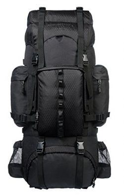 AmazonBasics Internal Frame Hiking Backpack with Rainfly, 65 L, Black