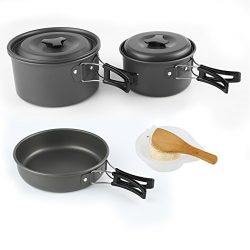 ARAER 10 pcs Camping Cookware, Set Outdoor Cooking Tools Travel Cooking Set Camping Cooking Bowl ...