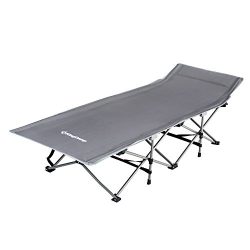 KingCamp Strong Stable Folding Camping Bed Cot with Carry Bag (Grey)