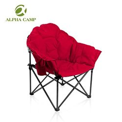 ALPHA CAMP Moon Saucer Folding Camping Chair with Cup Holder and Carry Bag Red