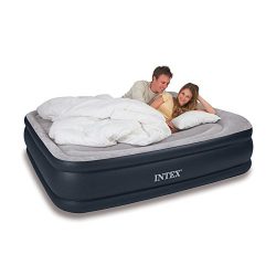 Intex Deluxe Pillow Rest Raised Airbed with Soft Flocked Top for Comfort, Built-in Pillow and El ...