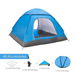 Amagoing 3-4 Person Family Camping Tent Portable Tent Waterproof Tent Shelter With Carry Bag for ...