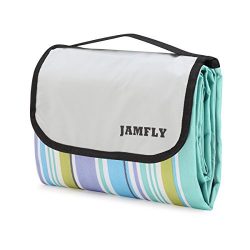 JAMFLY Picnic Outdoor Camping Beach Blanket Mat with Water-Resistant Backing 78″×57″