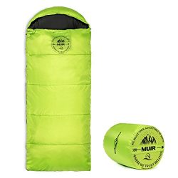 Lucky Bums Youth Muir Sleeping Bag 40°F/5°C with Digital Accessory Pocket and Carry Bag, Green