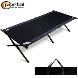 PORTAL Heavy Duty Folding Portable Camping Cot, Black