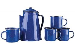 Stansport 8 Cup Enamel Percolator with Four Enamel Mugs, 12-Ounce