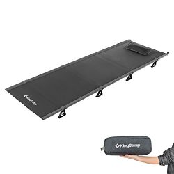 KingCamp Ultralight Compact Folding Camping Cot Bed, 4.4 Pounds (Grey)