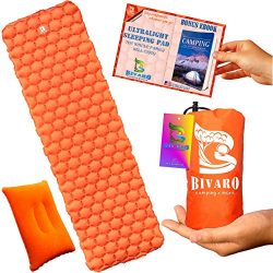 Bivaro Ultralight Sleeping Pad for Backpacking -Travel and Hiking + Lightweight Pillow + Ebook • ...
