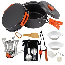 Camping Cookware Set Hiking backpacking Gear & Camping Outdoors Survival Utensils Cooking Eq ...