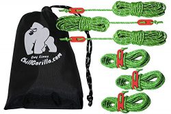 CHILL GORILLA 4mm 78′ REFLECTIVE TENT GUIDE ROPE GUY LINE CORD & Adjusters. Lightweigh ...