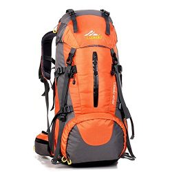 Loowoko Hiking Backpack 50L Travel Daypack Waterproof with Rain Cover for Climbing Camping Mount ...