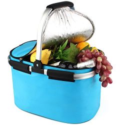 YONOVO 22 L Folding Picnic Basket Insulated Cooler Bag for Family Gathering Camping Travel BBQ ( ...